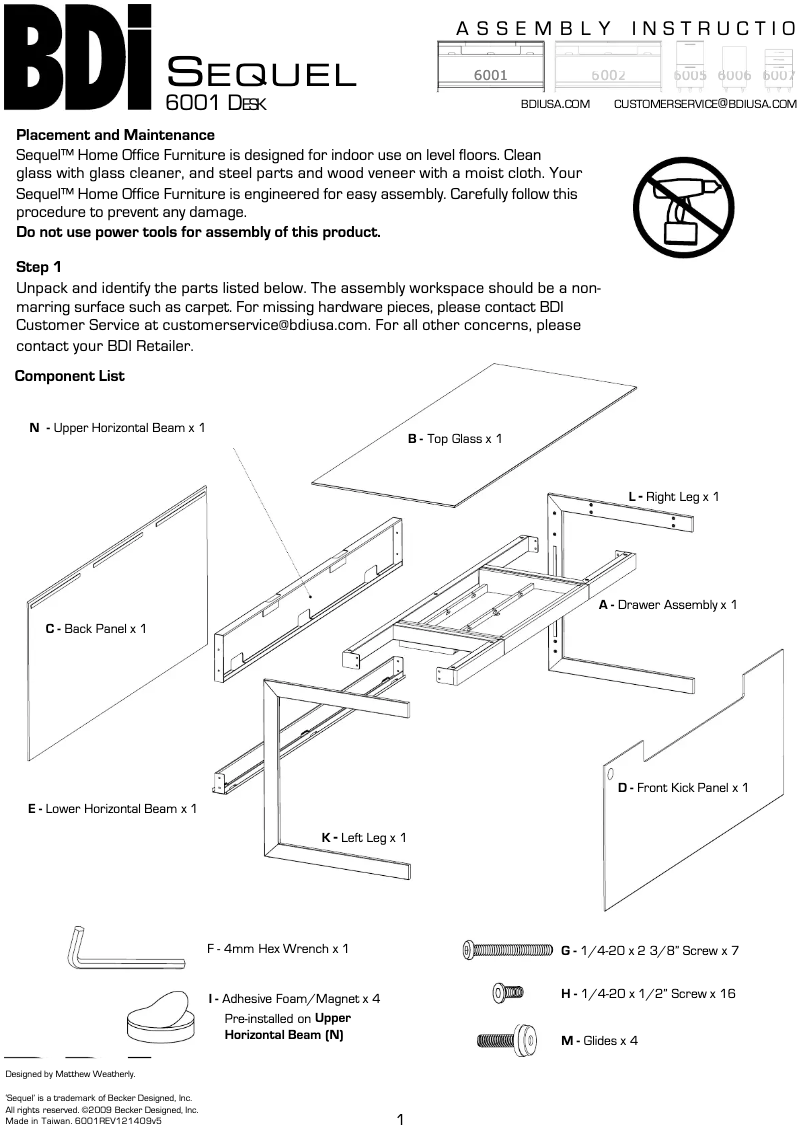 Página 1 del manual Instrucciones / montaje BDI Sequel 6001