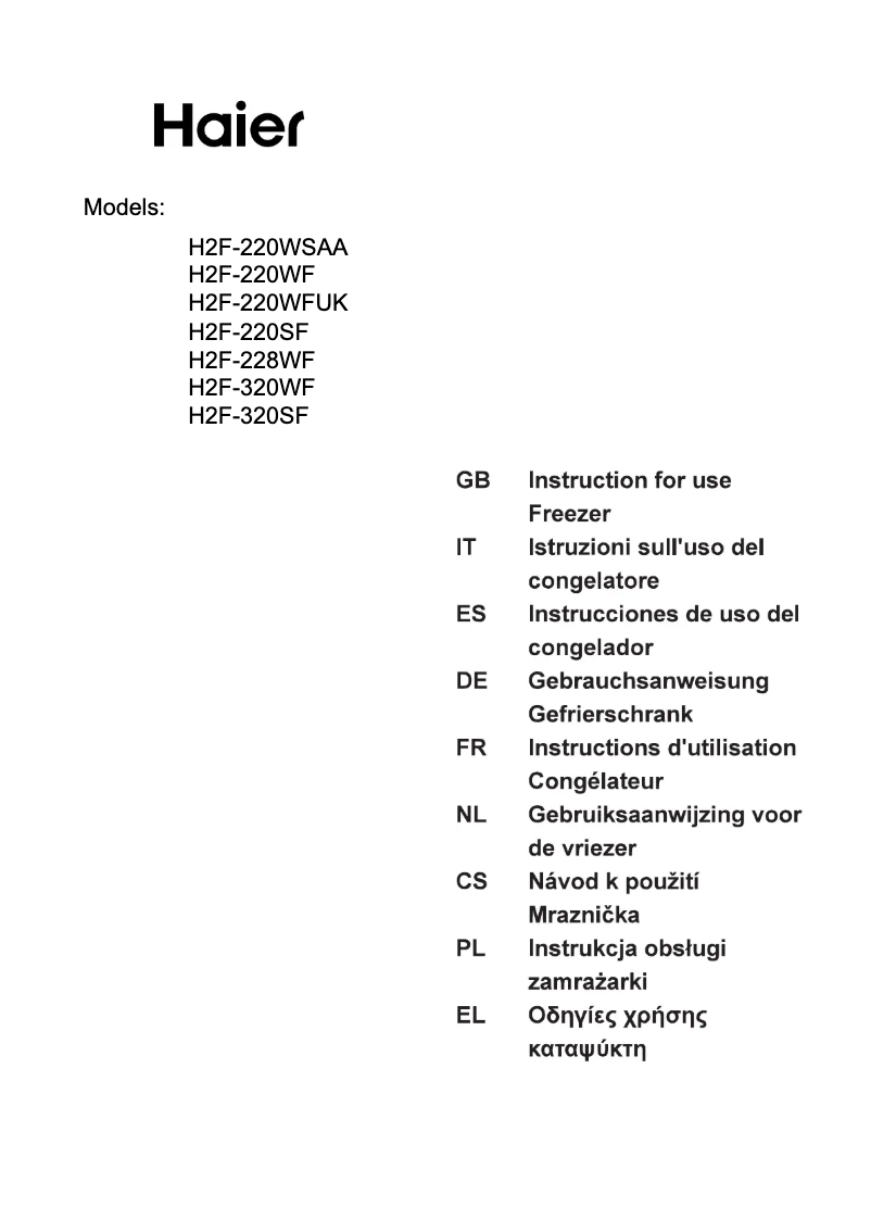 Página 1 del manual Manual de instrucciones Haier H2F-220SF