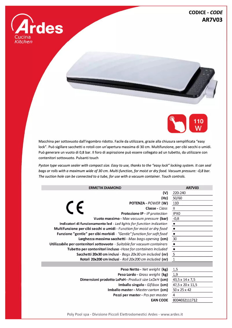 Página nº 1 - Ficha técnica Ardes AR7V03