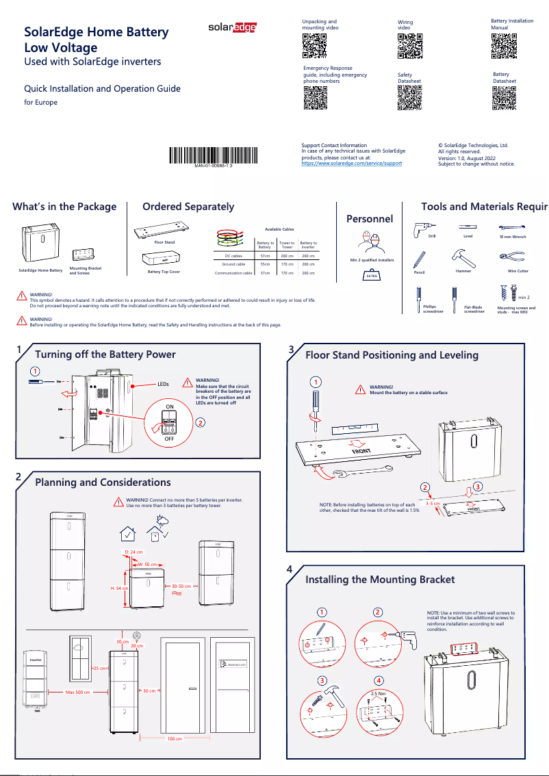Página 1 del manual Manual de usuario SolarEdge IAC-RBAT-5KCTOW-01