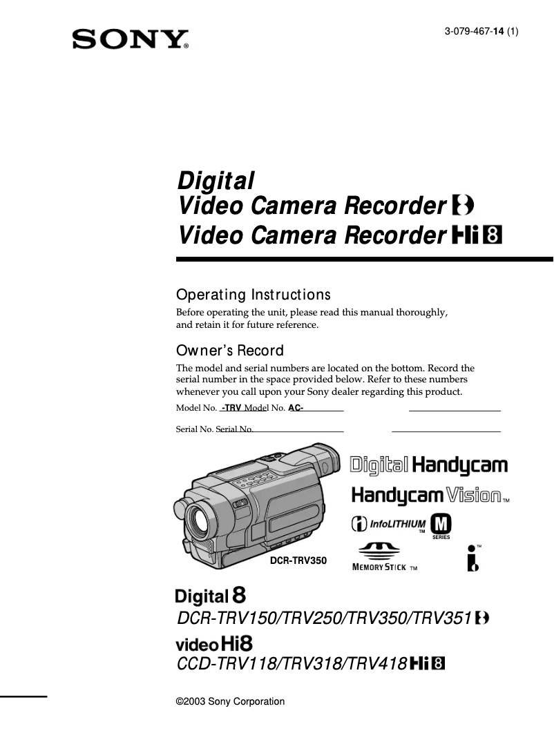 Imagen de la primera página del manual del dispositivo CCD-TRV118