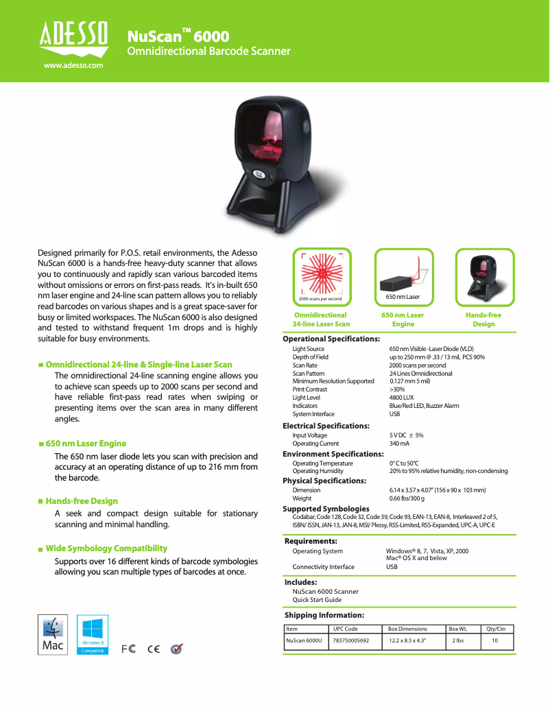 Página 1 del manual Manual de usuario Adesso NuScan 6000