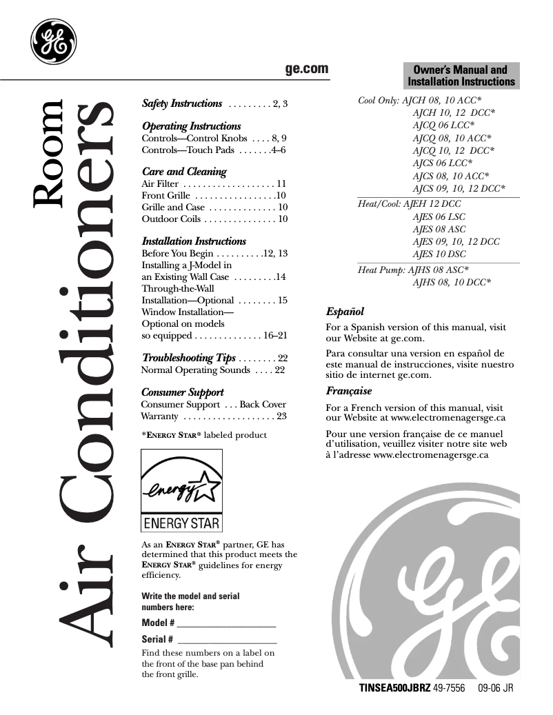 Imagen de la primera página del manual del dispositivo AJES06LSB