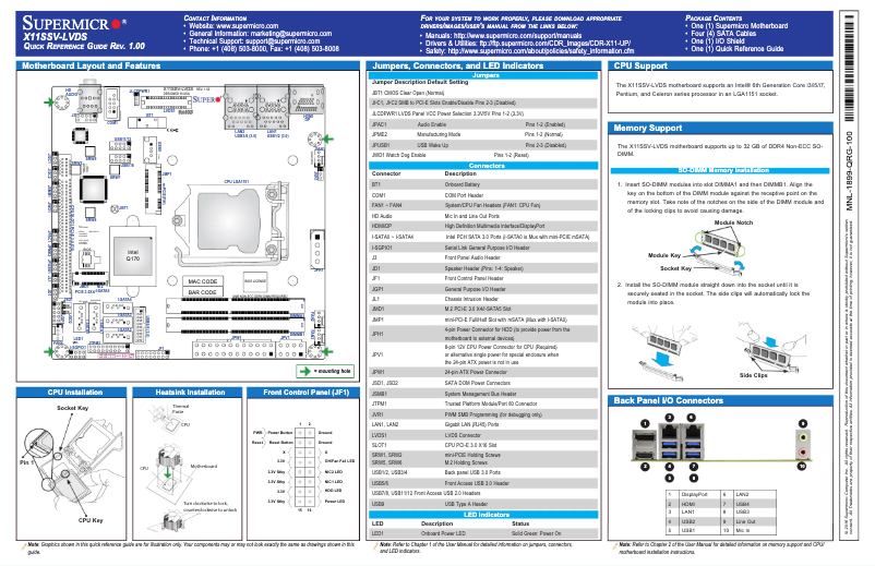 Imagen de la primera página del manual del dispositivo X11SSV-LVDS