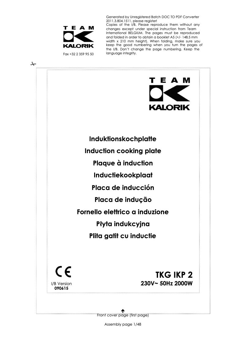Imagen de la primera página del manual del dispositivo TKG IKP 2