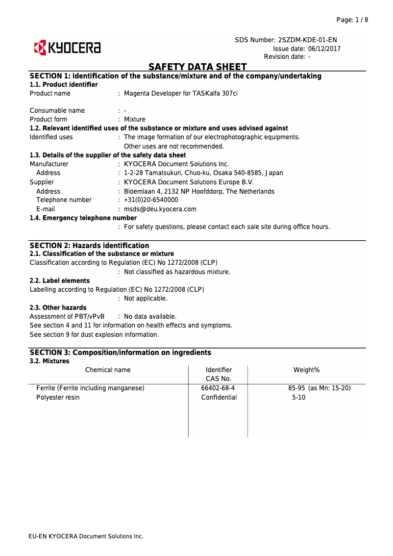 Página 1 del manual Instrucciones de seguridad Kyocera TASKalfa 307CI