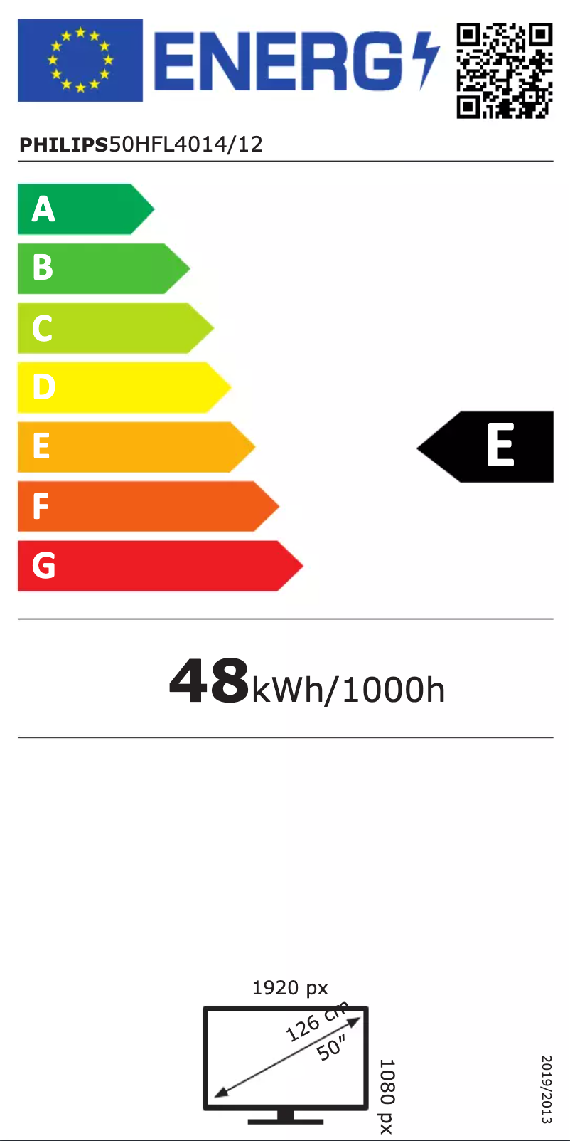 Página 1 del manual Etiqueta energética Philips 50HFL4014