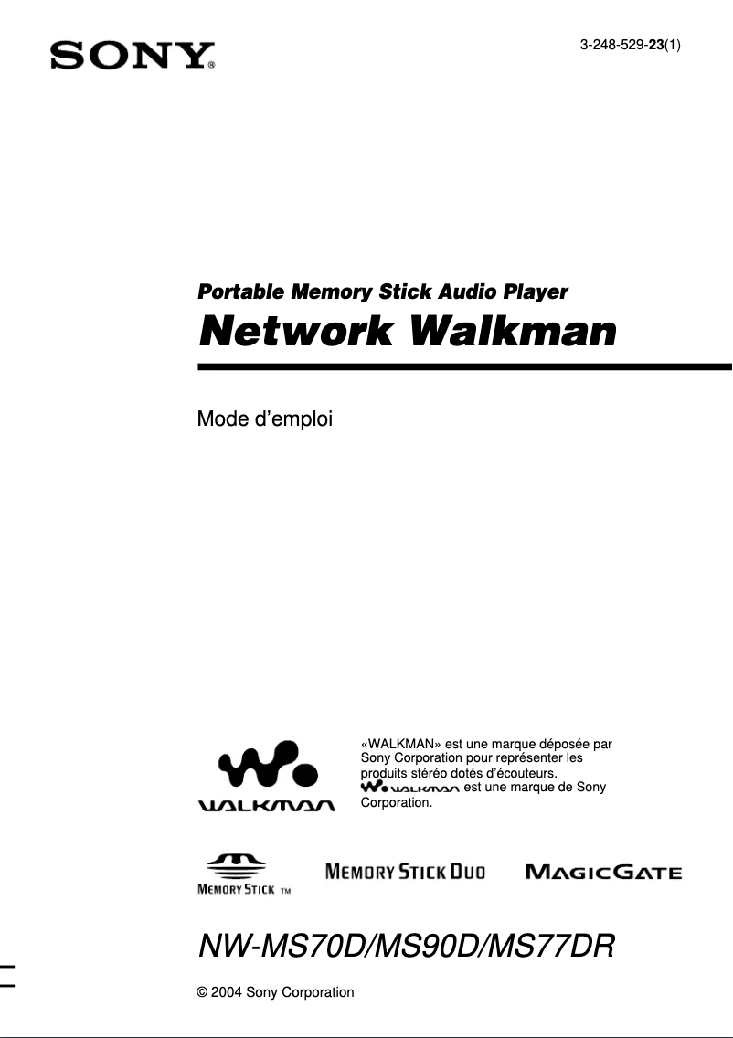 Imagen de la primera página del manual del dispositivo NW-MS77DR