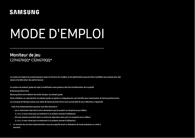 Imagen de la primera página del manual del dispositivo C27HG70QQN