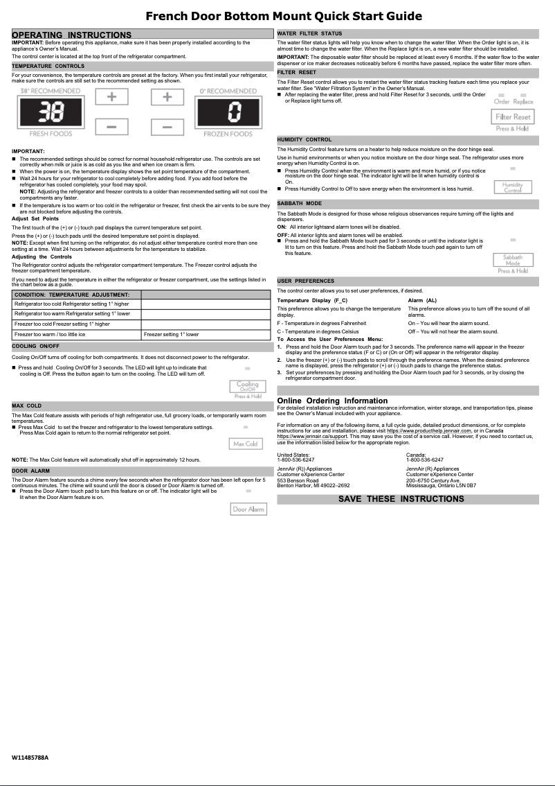 Página 1 del manual Guía de inicio rápido JennAir JFC2290RTB