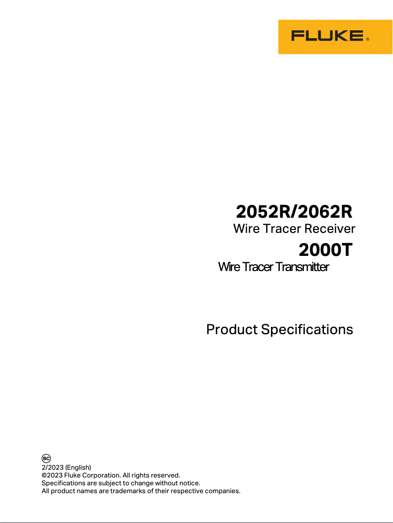 Página 1 del manual Ficha técnica Fluke 2062R