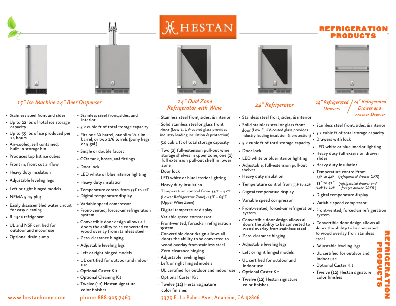 Página 1 del manual Ficha técnica Hestan GRR24-PP