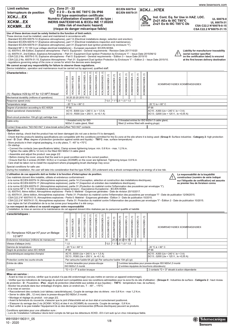 Página 1 del manual Manual de usuario Schneider XCKM3910H29EX