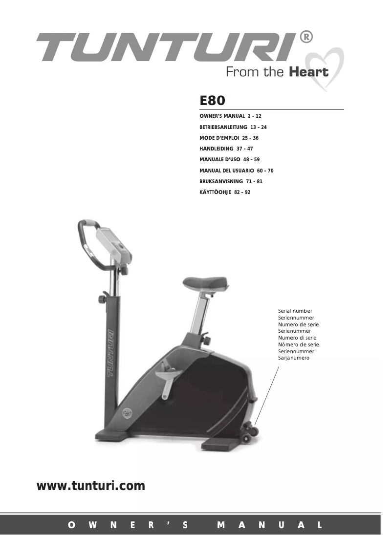 Página 1 del manual Manual de usuario Tunturi E80