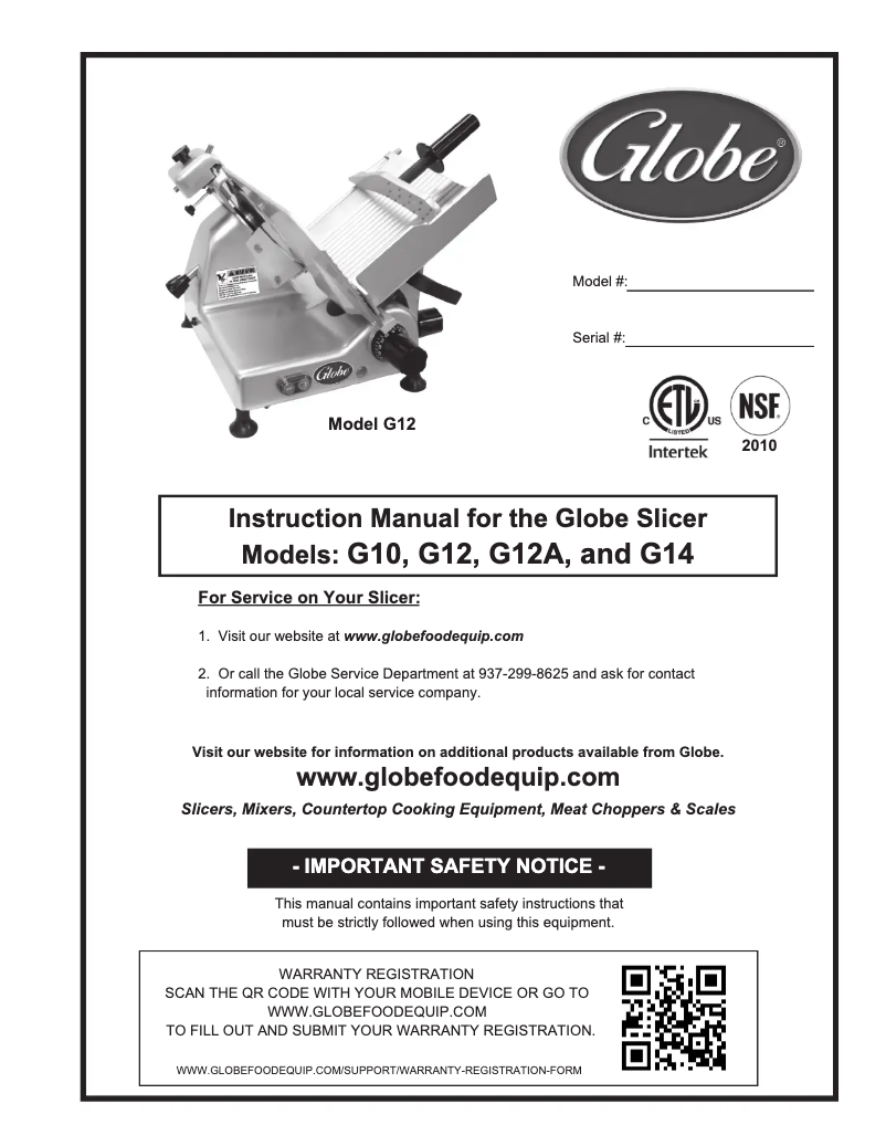 Página 1 del manual Manual de usuario Globe G14