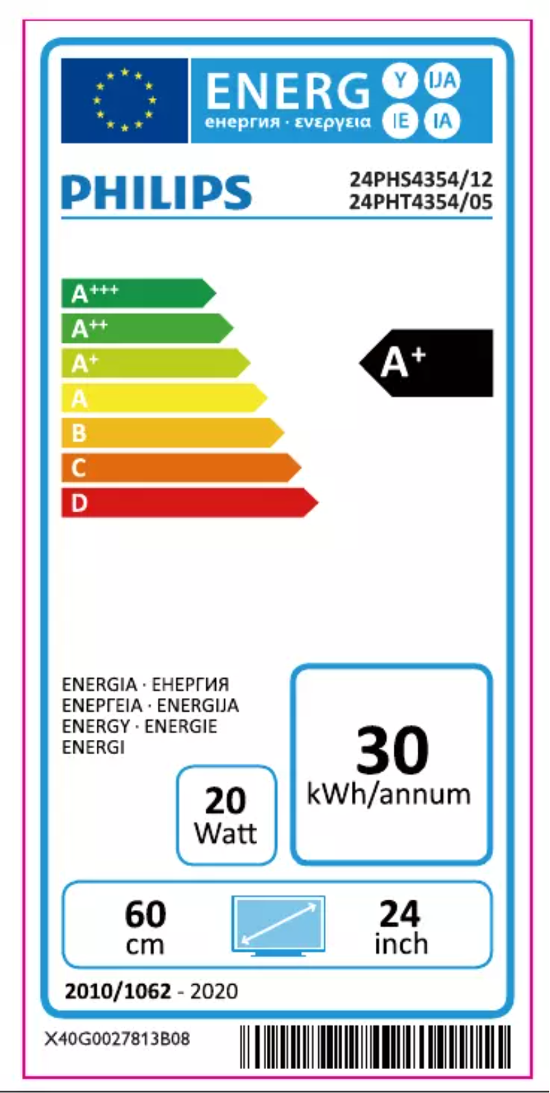 Página 1 del manual Etiqueta energética Philips 4300 series 24PHS4354