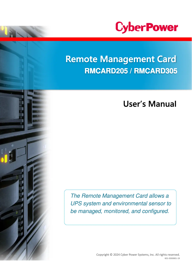 Página 1 del manual Manual de usuario CyberPower RMCARD305