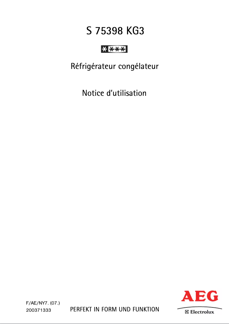 Página nº 1 - Manual de usuario AEG S 75398 KG3