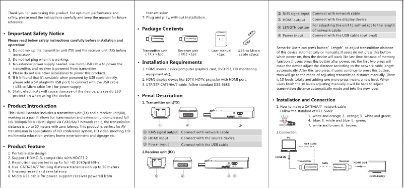 Imagen de la primera página del manual del dispositivo VLHDMIEXTDGL50