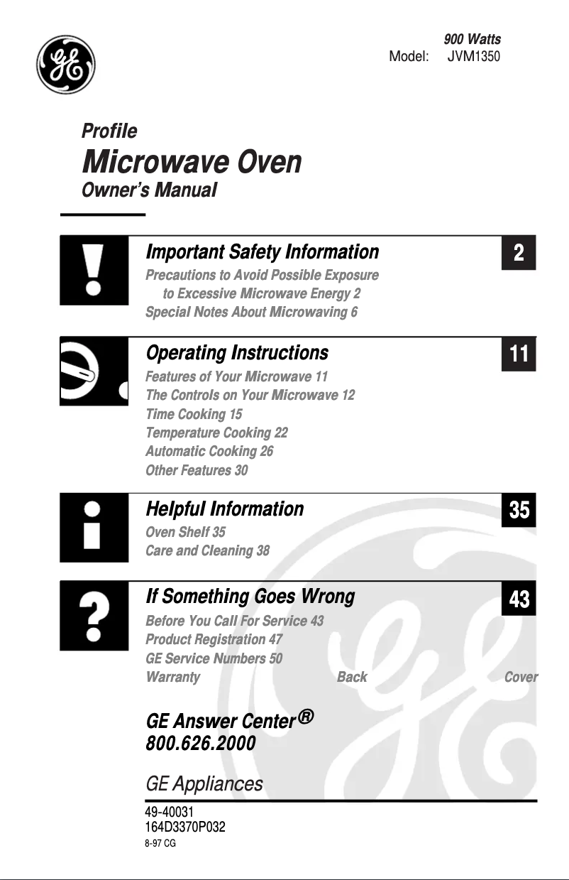 Página 1 del manual Manual de uso y mantenimiento GE JVM1350SY
