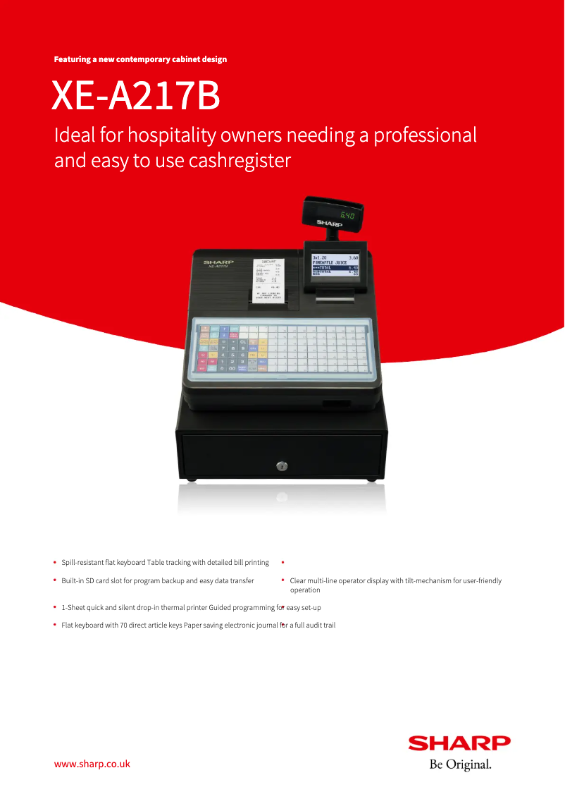 Página 1 del manual Ficha técnica Sharp XE-A217B