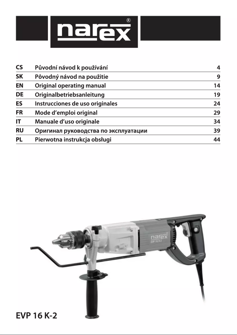 Página 1 del manual Manual de usuario Narex EVP 16 K-2