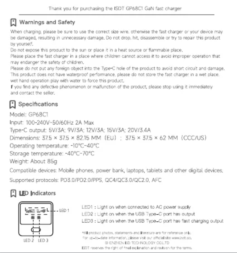 Imagen de la primera página del manual del dispositivo GP68C1