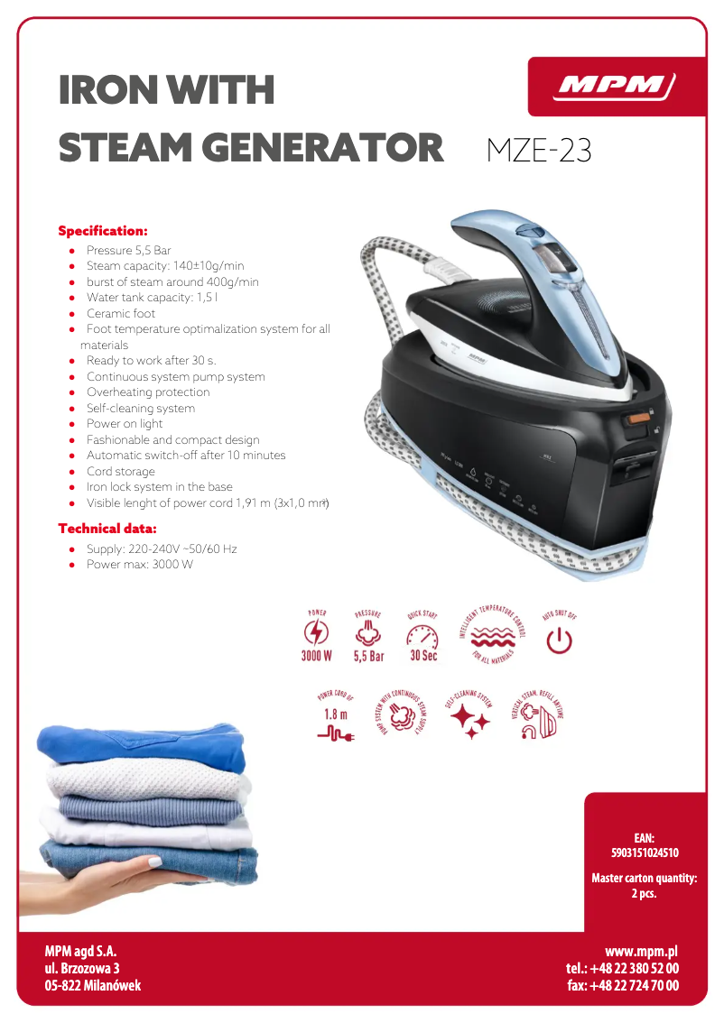 Página 1 del manual Ficha técnica MPM MZE-23