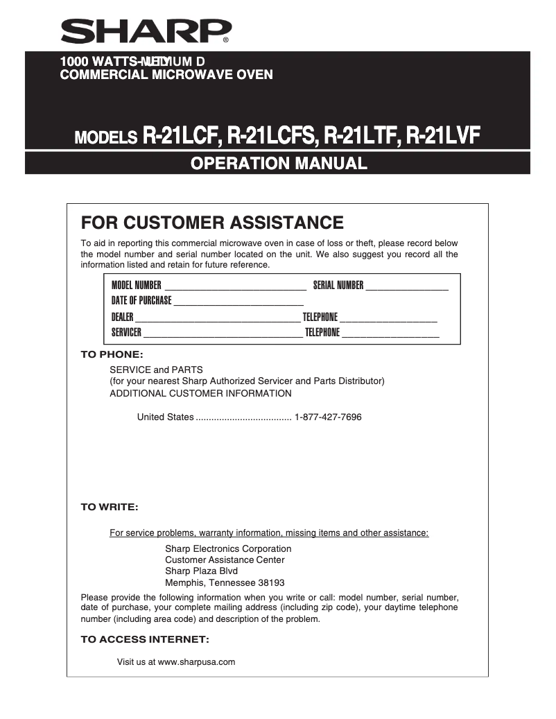 Página 1 del manual Manual de usuario Sharp R-21LTF