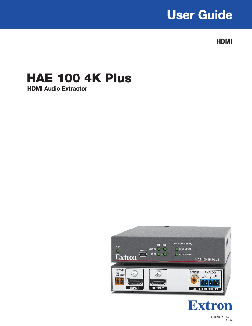 Página 1 del manual Manual de usuario Extron HAE 100 4K Plus