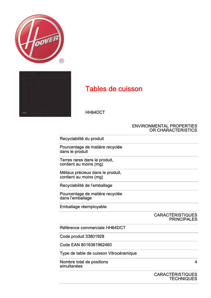 Imagen de la primera página del manual del dispositivo HH64DCT