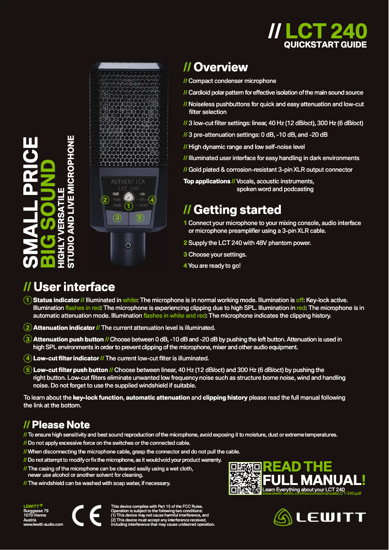 Imagen de la primera página del manual del dispositivo LCT 240