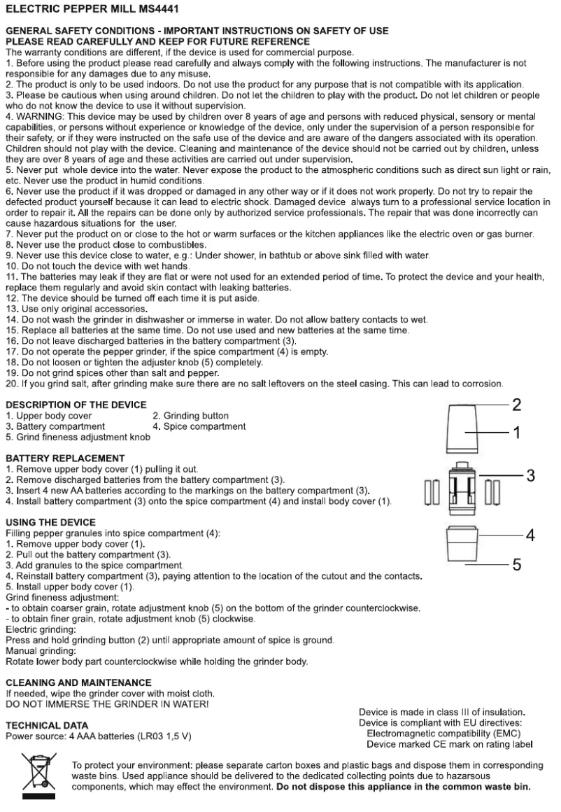 Página 1 del manual Manual de usuario Mesko MS 4441