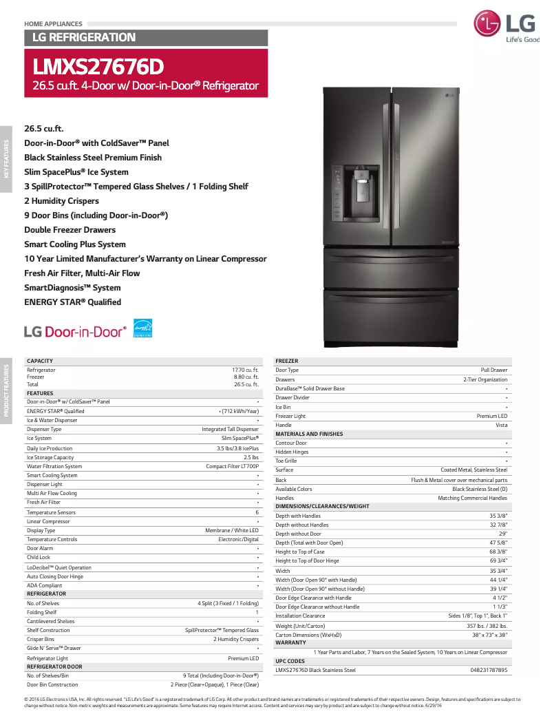 Página nº 1 - Ficha técnica LG LMXS27676