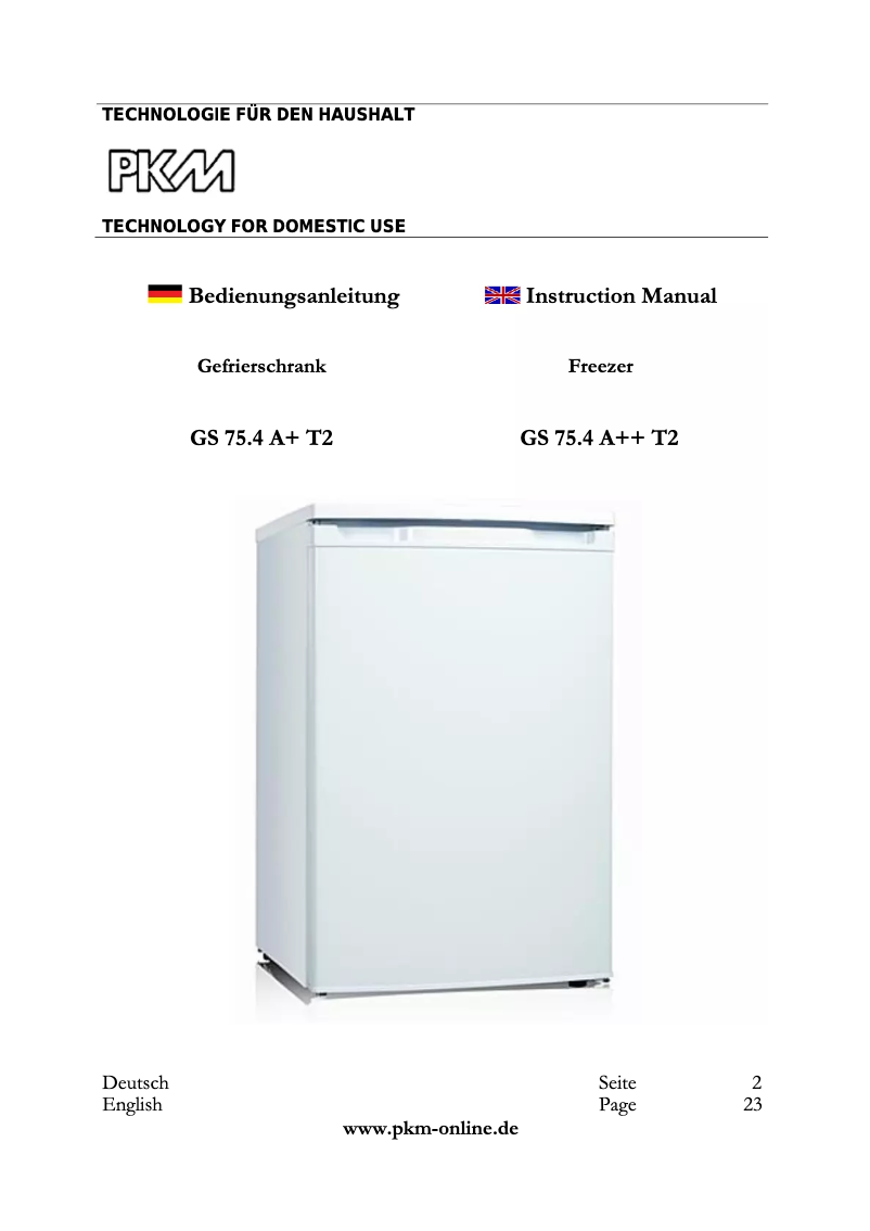 Imagen de la primera página del manual del dispositivo GS75.4A+T2