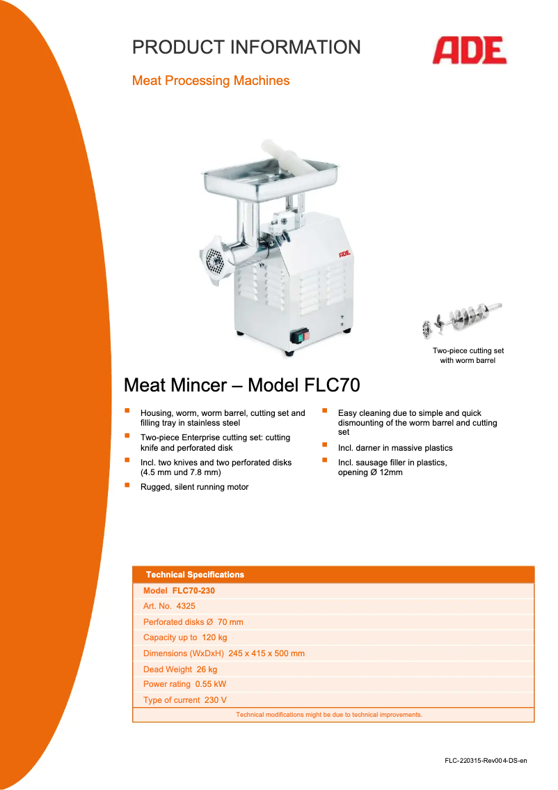 Imagen de la primera página del manual del dispositivo FLC70