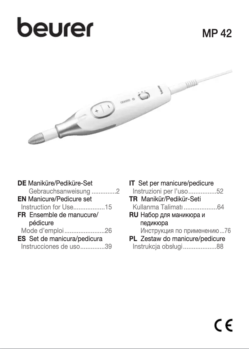 Página 1 del manual Manual de usuario Beurer MP 42