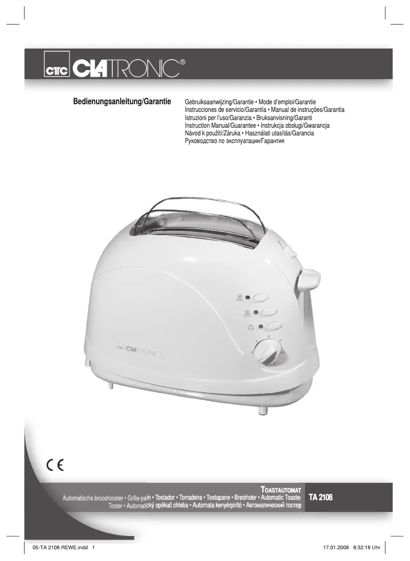 Imagen de la primera página del manual del dispositivo TA 2108