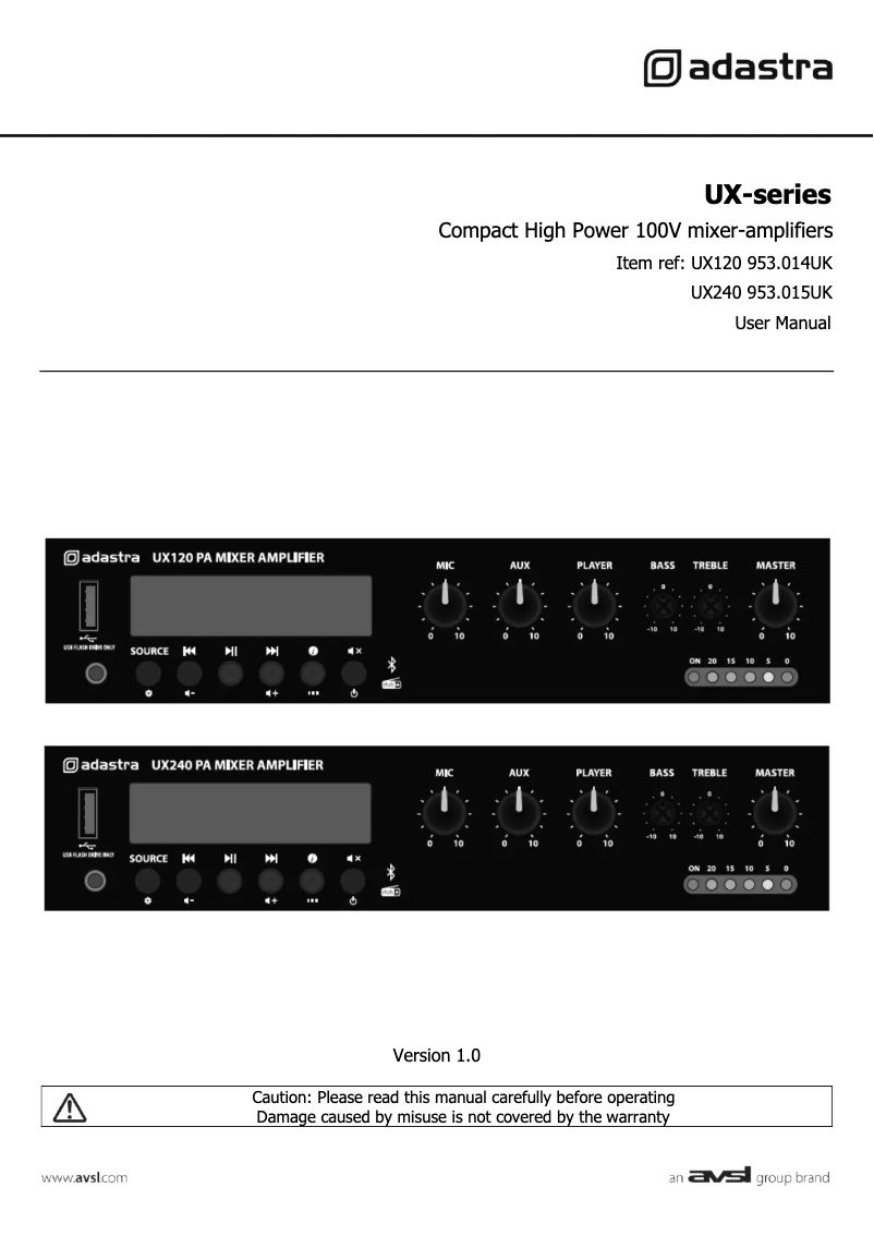 Imagen de la primera página del manual del dispositivo UX120