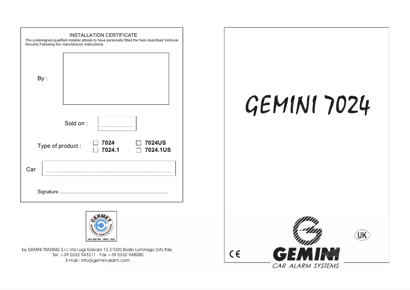 Página 1 del manual Manual de usuario Gemini 7024