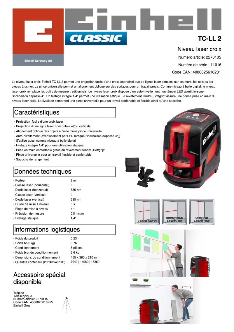 Imagen de la primera página del manual del dispositivo TC-LL 2