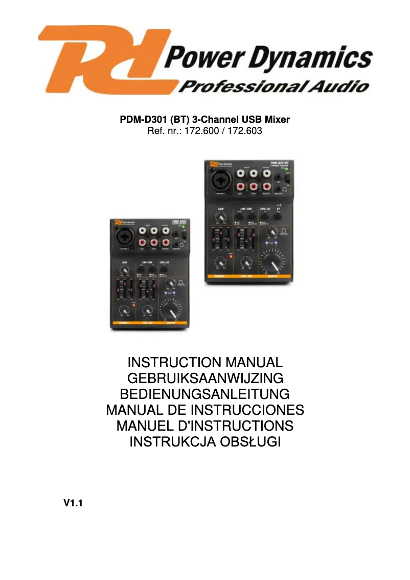 Imagen de la primera página del manual del dispositivo PDM-D301BT