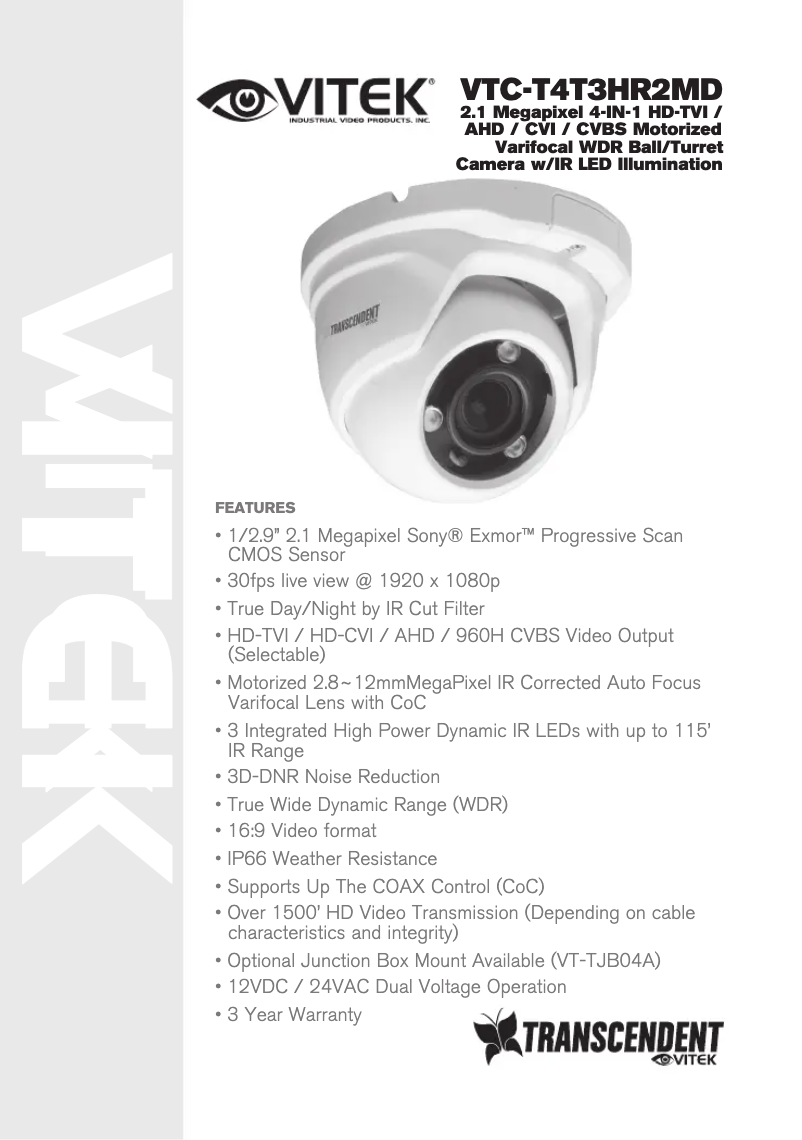 Imagen de la primera página del manual del dispositivo VTC-T4T3HR2MD