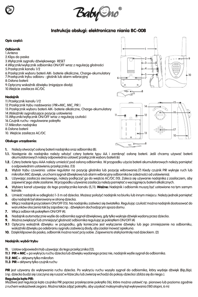 Imagen de la primera página del manual del dispositivo 196 BC-008