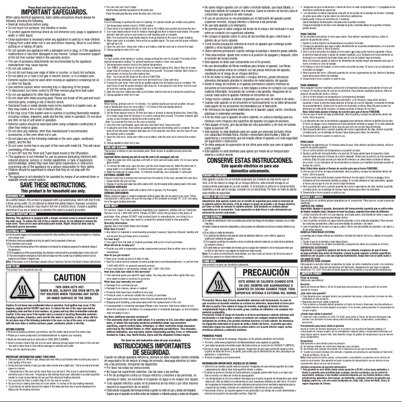 Imagen de la primera página del manual del dispositivo TO3250XSB