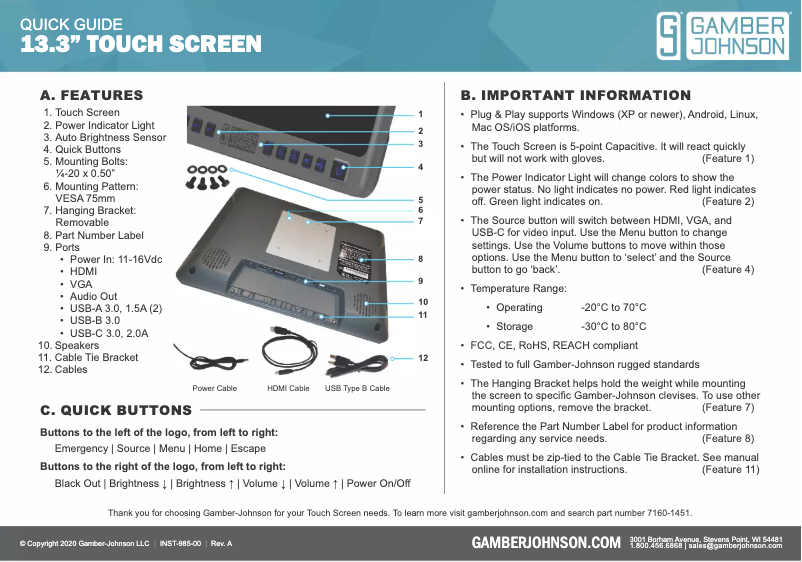 Página 1 del manual Manual de usuario Gamber-Johnson 7160-1451-00