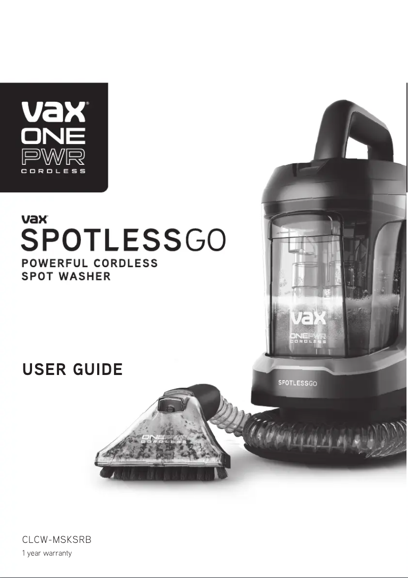 Página nº 1 - Manual de usuario Vax SpotlessGo CLCW-MSKSRB
