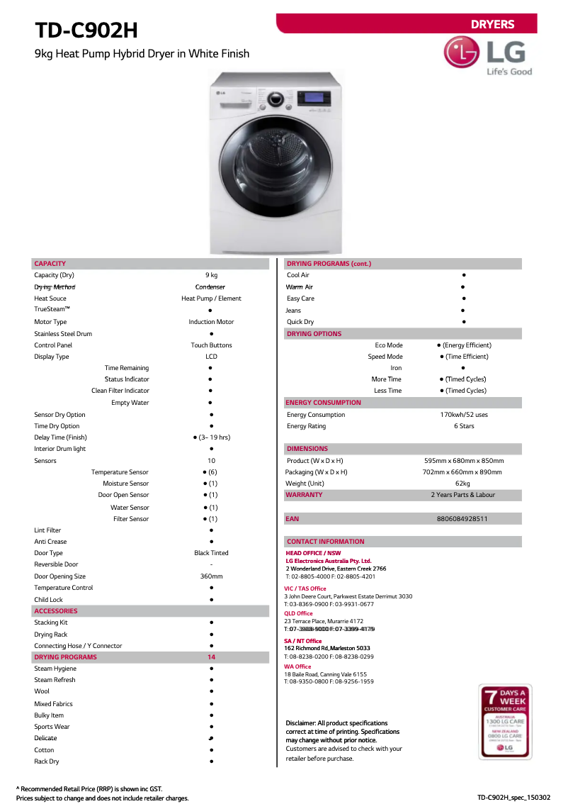 Imagen de la primera página del manual del dispositivo TD-C902H