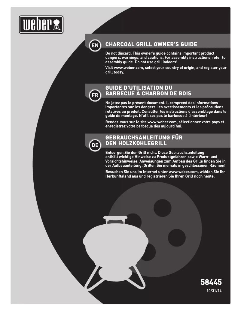 Imagen de la primera página del manual del dispositivo Smokey Joe Silver