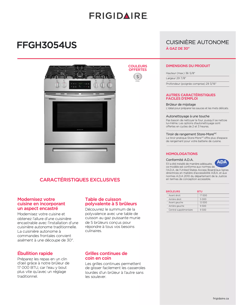 Imagen de la primera página del manual del dispositivo FFGH3054US